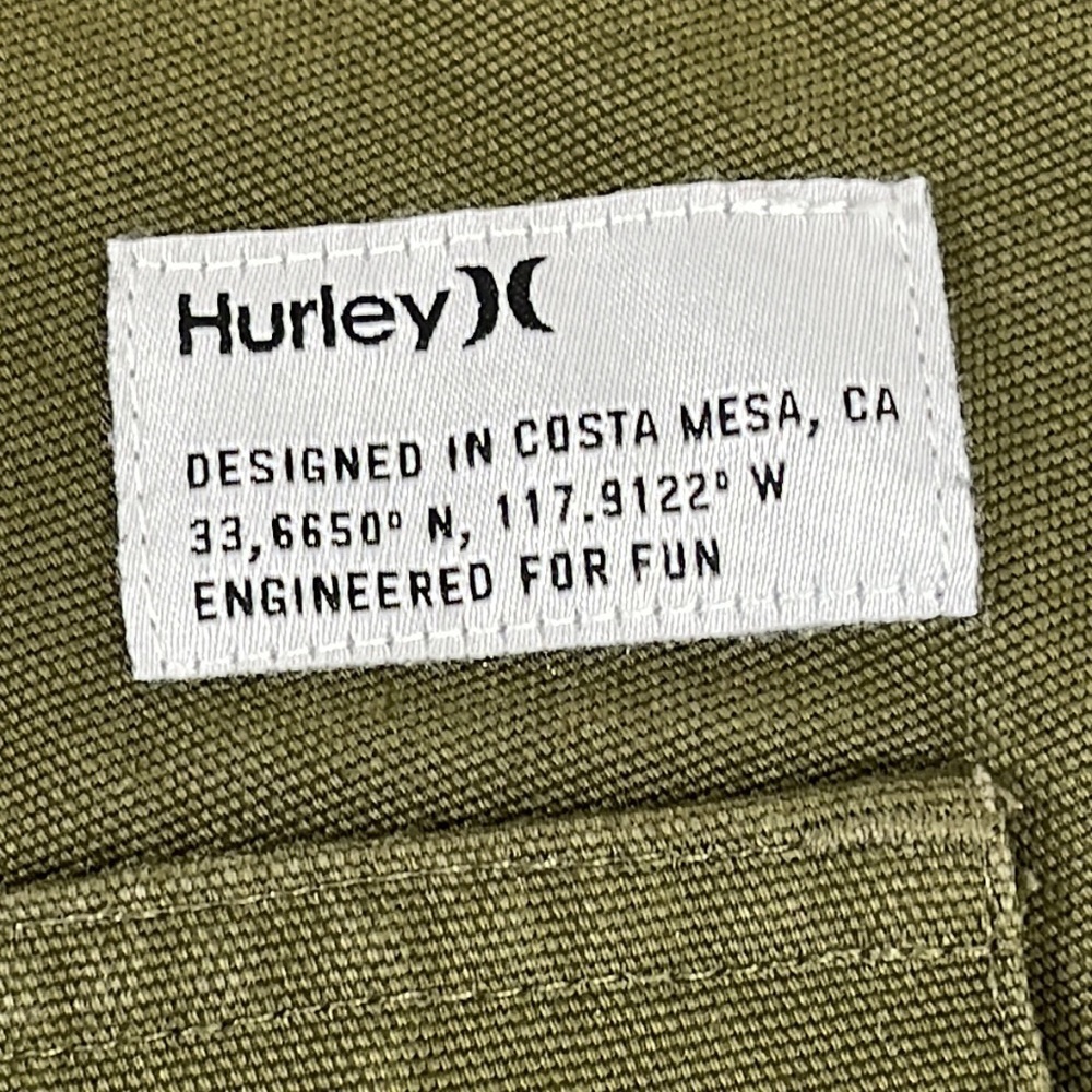 Hurley Men's Sunday Slim Fit Pants Button Fly Olive Green A09721 $80 Size 32 - Picture 10 of 14